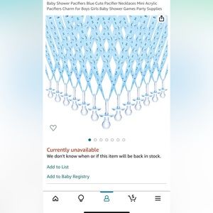 Baby Shower Pacifier Necklace